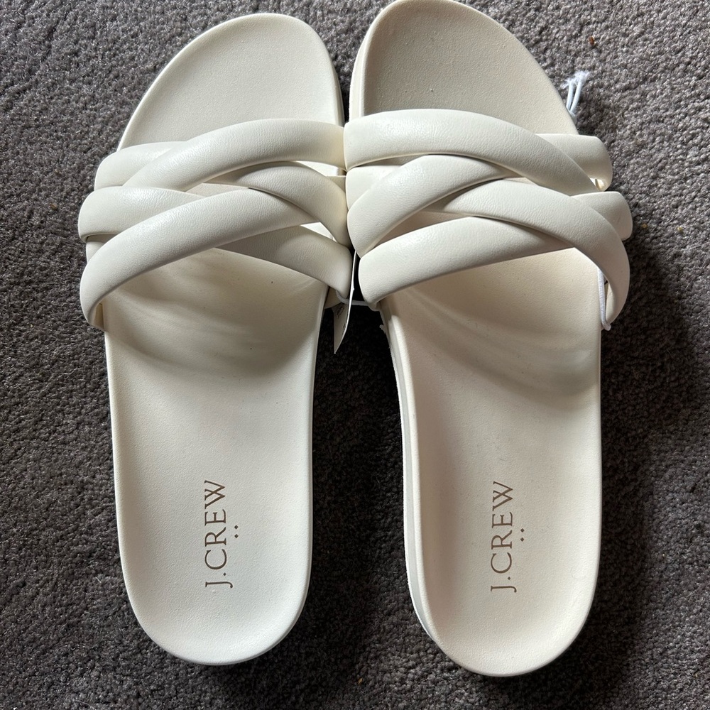 J Crew white sandal slides